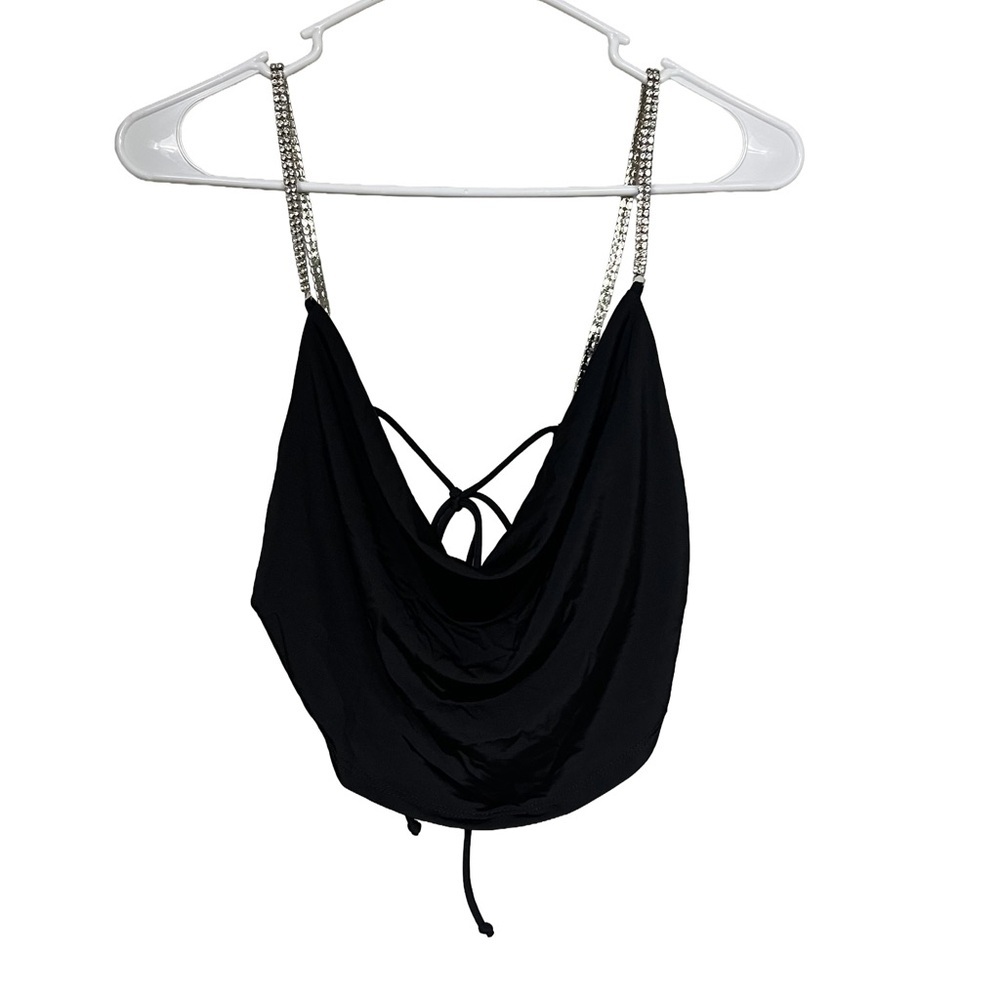 Windsor Black Top with Rhinestone Straps